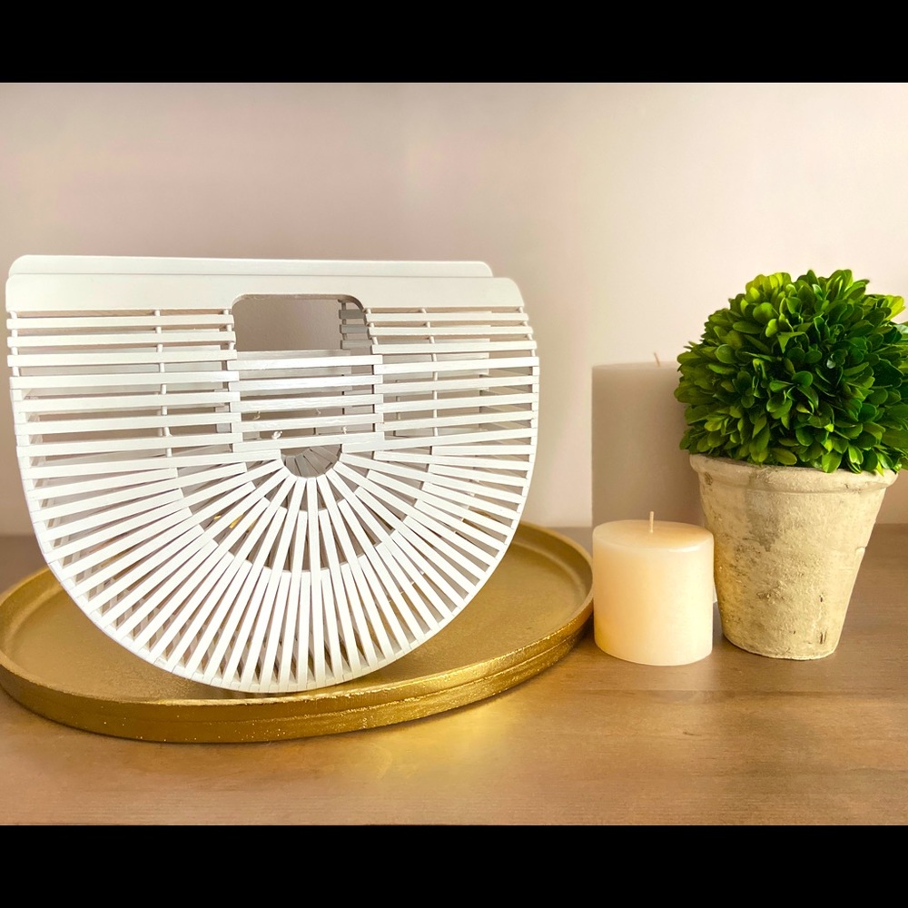 Caged Bamboo handbag in White
